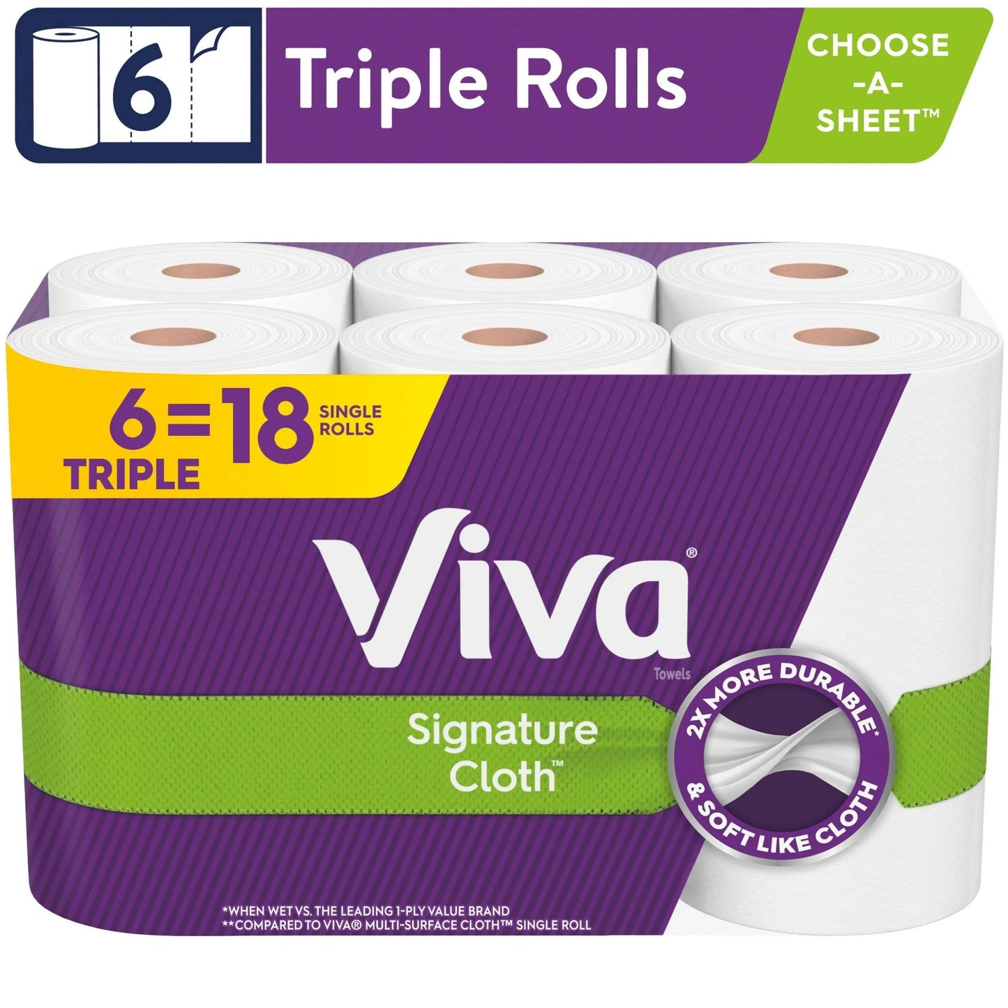 Signature Cloth Paper Towels, 6 Triple Rolls (2 Pack)