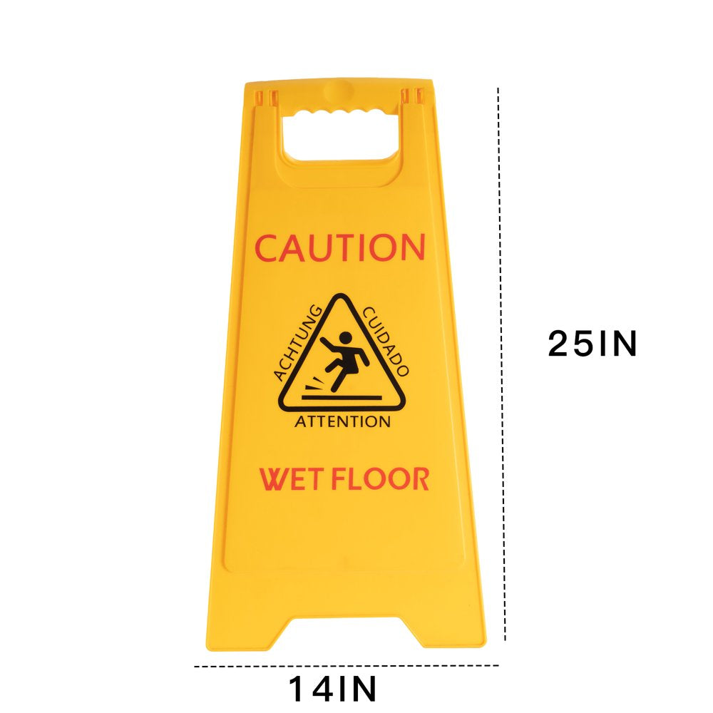 MATTHEW CLEANING 25'' Industrial Wet Floor Sign 3 Pack 2-Sided Safety A-Frame Birght Yellow Multilingual Warning Signs Commercial Caution Wet Fold-Out Floor Signs for Indoors and Outdoors