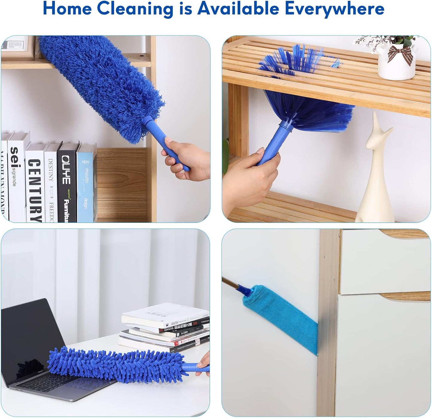 Duster for Cleaning,100In Cobweb Duster with Extension Pole, Reusable Furniture Ceiling Fan Cleaner Duster,Hand Washable Duster,Easy Disassemble Spider Web Brush with Pole