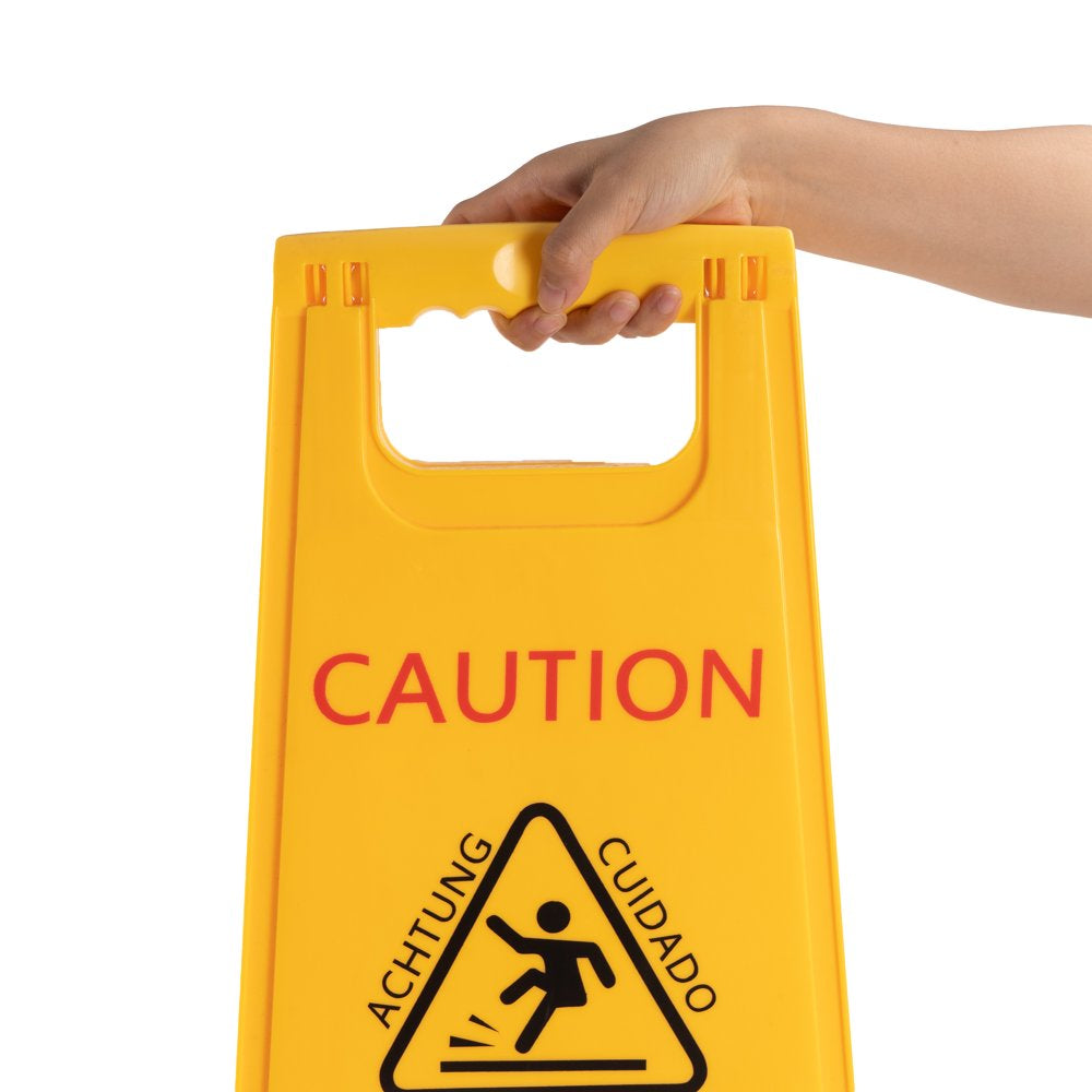 MATTHEW CLEANING 25'' Industrial Wet Floor Sign 3 Pack 2-Sided Safety A-Frame Birght Yellow Multilingual Warning Signs Commercial Caution Wet Fold-Out Floor Signs for Indoors and Outdoors