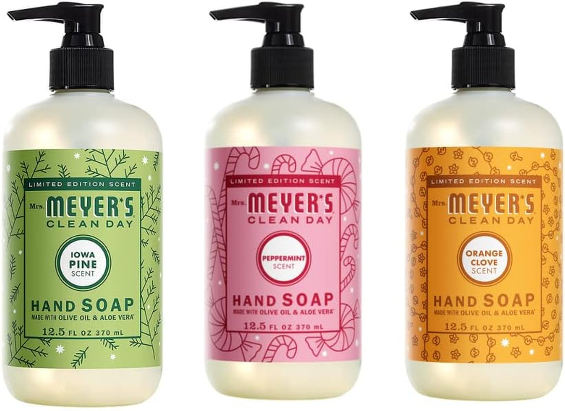 Holiday Hand Soap Bundle (Peppermint, Iowa Pine, and Orange Clove) 12.5 Ounces Each