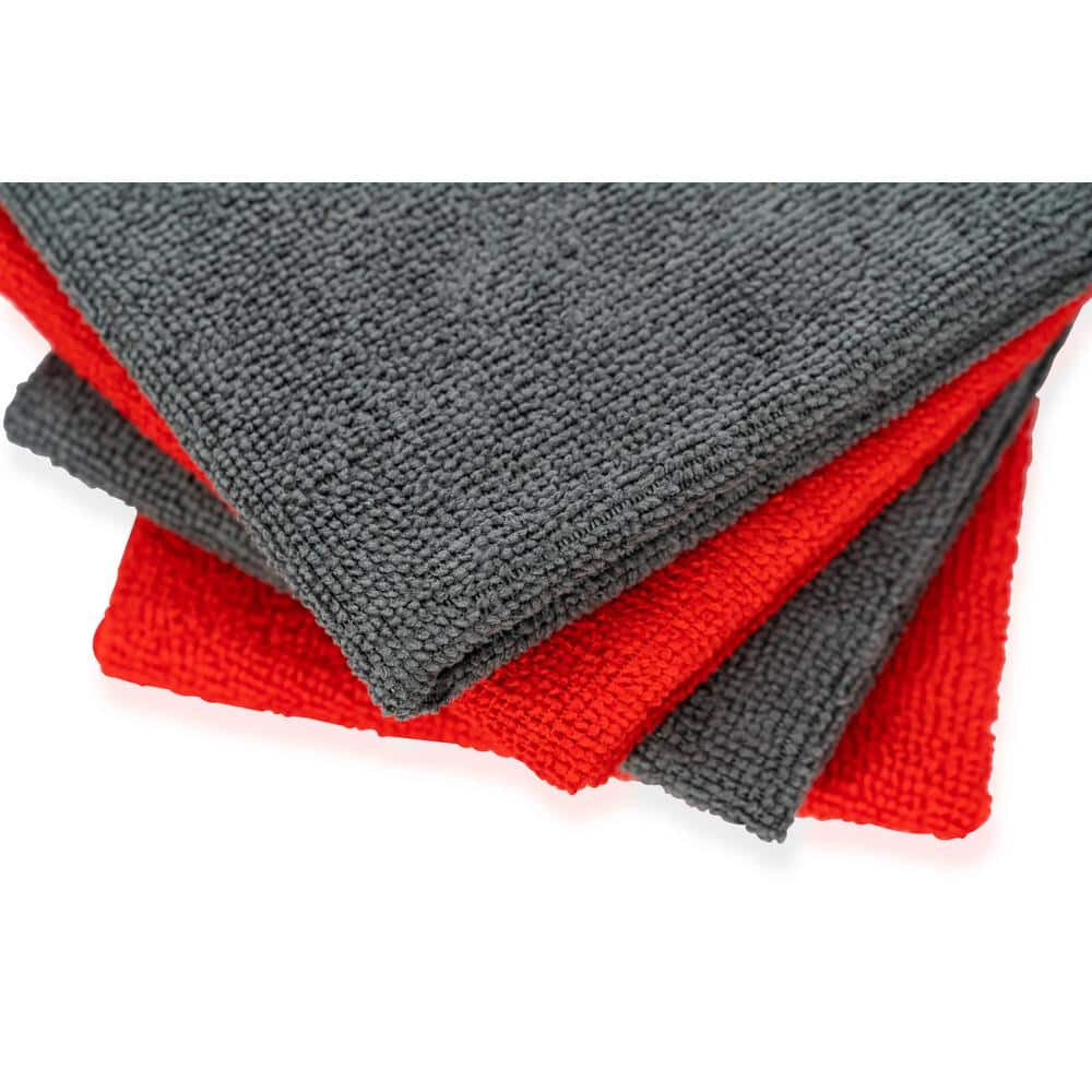 Edgeless Technology Microfiber Towels, 2 Free Dispenser Boxes, 12 In. X 12 In., Red/Gray (100-Pack)