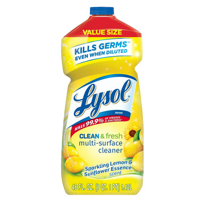 Multi-Surface Cleaner, Sanitizing and Disinfecting Pour, to Clean and Deodorize, Sparkling Lemon & Sunflower Essence, 48Oz